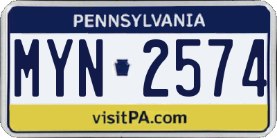 PA license plate MYN2574