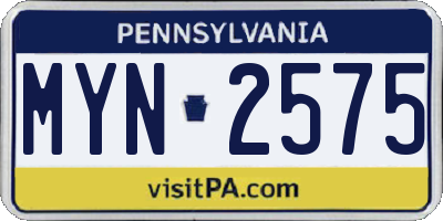 PA license plate MYN2575