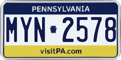 PA license plate MYN2578