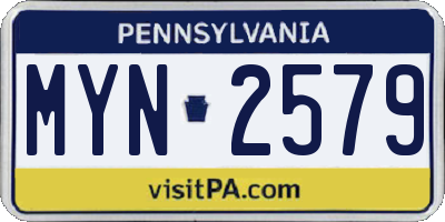 PA license plate MYN2579