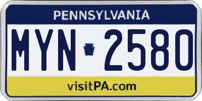 PA license plate MYN2580