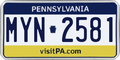 PA license plate MYN2581