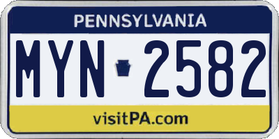 PA license plate MYN2582