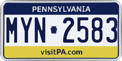 PA license plate MYN2583