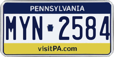 PA license plate MYN2584