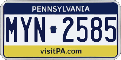 PA license plate MYN2585