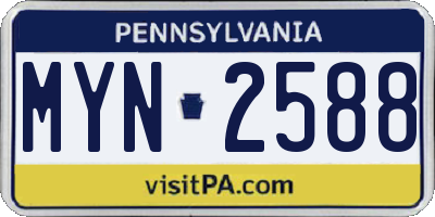 PA license plate MYN2588