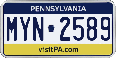 PA license plate MYN2589