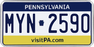PA license plate MYN2590