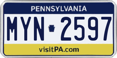 PA license plate MYN2597