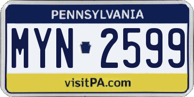 PA license plate MYN2599