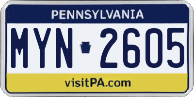 PA license plate MYN2605