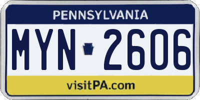 PA license plate MYN2606