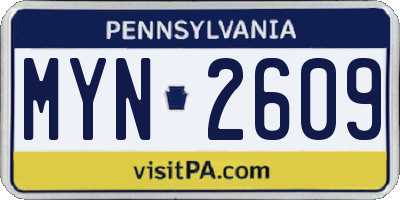 PA license plate MYN2609