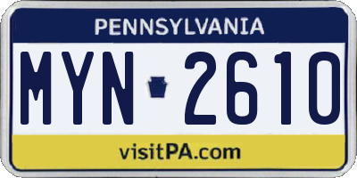 PA license plate MYN2610