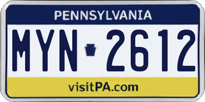 PA license plate MYN2612
