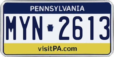 PA license plate MYN2613