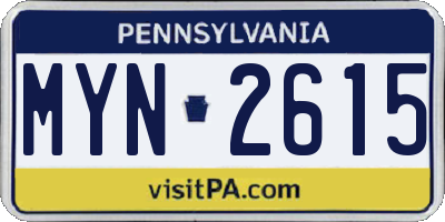 PA license plate MYN2615