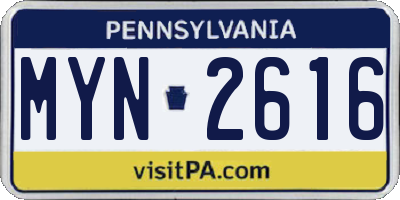 PA license plate MYN2616