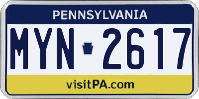 PA license plate MYN2617
