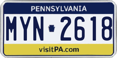 PA license plate MYN2618