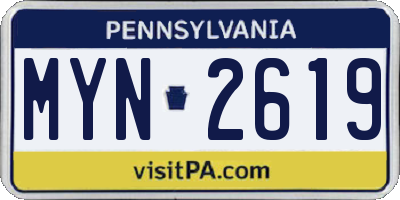 PA license plate MYN2619