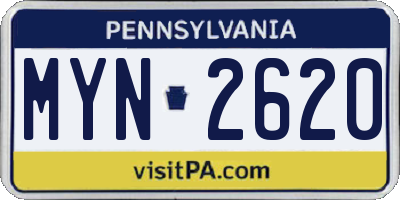 PA license plate MYN2620