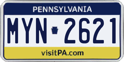 PA license plate MYN2621