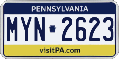 PA license plate MYN2623