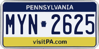 PA license plate MYN2625