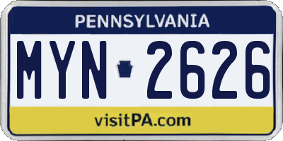 PA license plate MYN2626