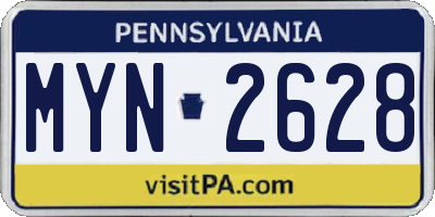 PA license plate MYN2628
