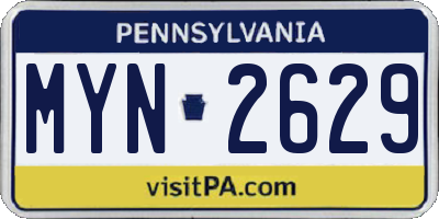 PA license plate MYN2629