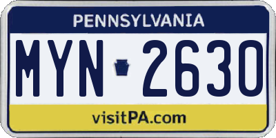 PA license plate MYN2630