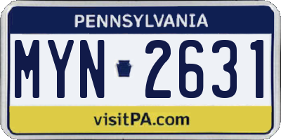 PA license plate MYN2631