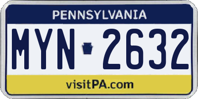 PA license plate MYN2632