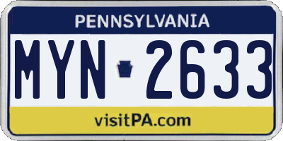 PA license plate MYN2633