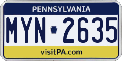 PA license plate MYN2635