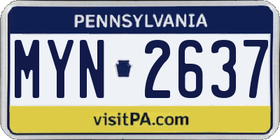 PA license plate MYN2637