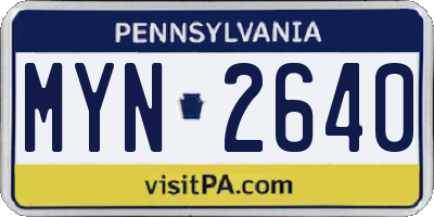 PA license plate MYN2640
