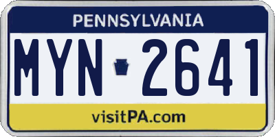 PA license plate MYN2641