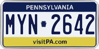 PA license plate MYN2642