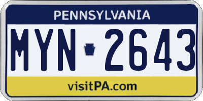PA license plate MYN2643