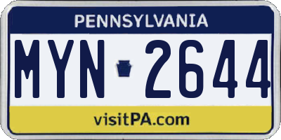 PA license plate MYN2644