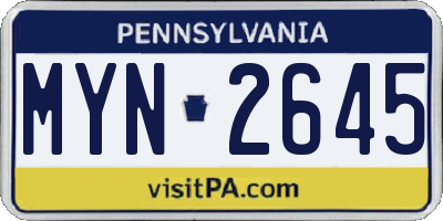 PA license plate MYN2645
