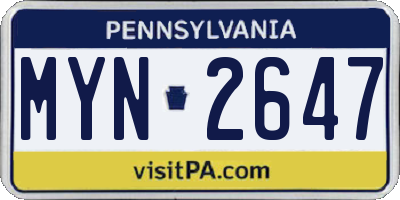 PA license plate MYN2647
