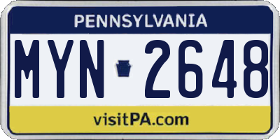 PA license plate MYN2648