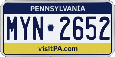 PA license plate MYN2652