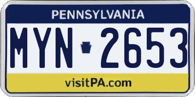PA license plate MYN2653