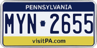 PA license plate MYN2655
